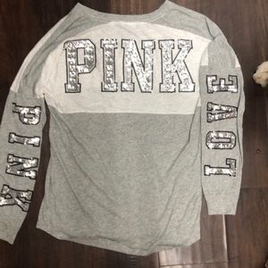 Pink long sleeve sequin shirt